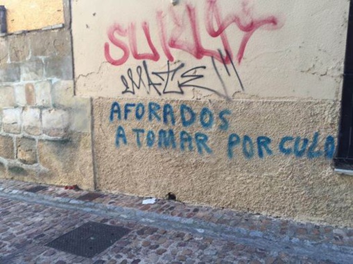 Pintada callejera en la ciudad de Zamora