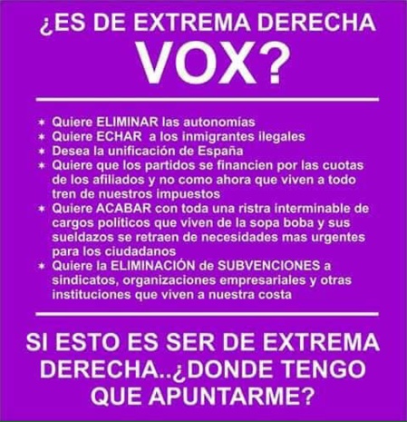VOX le tiene miedo a VOX y teme ganar las elecciones VOX le tiene miedo a VOX y teme ganar las elecciones