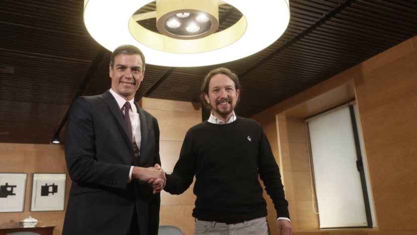 Sanchez e Iglesias, un pacto lleno de incertidumbres y amenazas Sanchez e Iglesias, un pacto lleno de incertidumbres y amenazas
