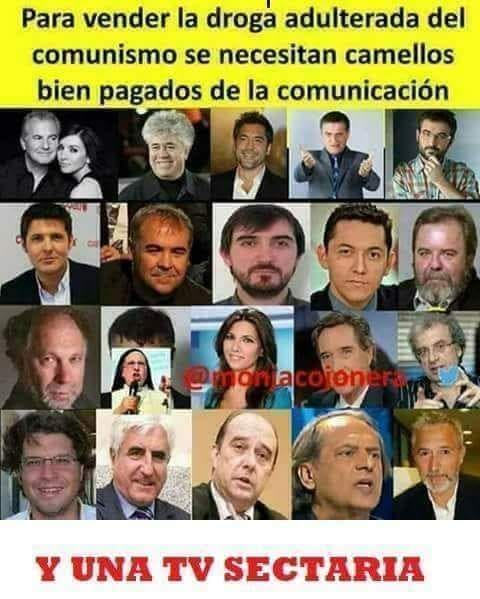 La lista de periodistas y medios sometidos al poder en España es inmensa. La imagen es una de las muchas que circulan por las redes denunciando el periodismo al servicio del poder.