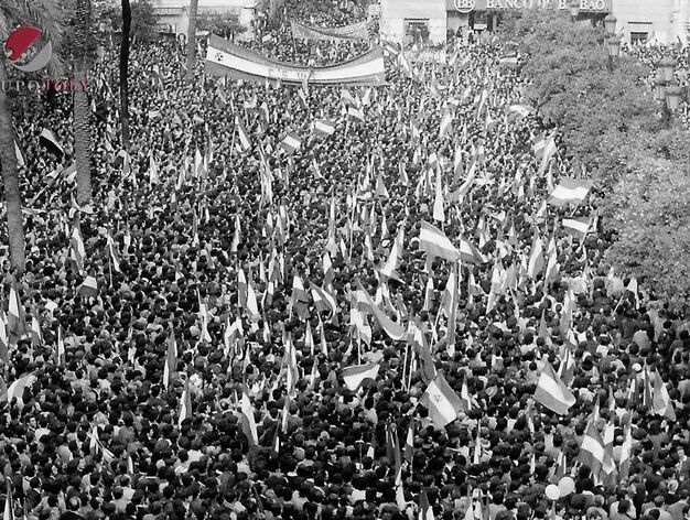 Una de las manifestaciones del 4 de diciembre de 1977 por la autonomía plena de Andalucía.
