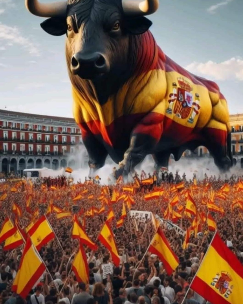 El Toro de España, lleno de bravura y nobleza, está llamado a derrotar el sanchismo dictatorial, depredador de la libertad y del Estado de Derecho en España. El Toro de España, lleno de bravura y nobleza, está llamado a derrotar el sanchismo dictatorial, depredador de la libertad y del Estado de Derecho en España.
