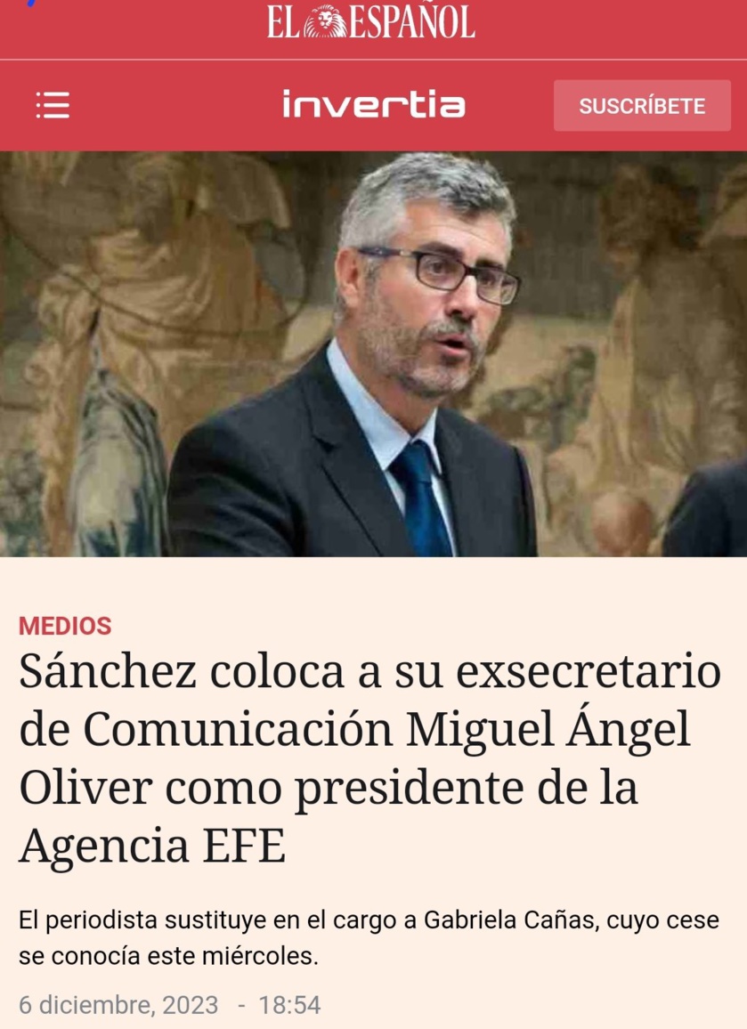 La colonización de la Agencia EFE es otra bajeza corrupta de Pedro Sánchez La colonización de la Agencia EFE es otra bajeza corrupta de Pedro Sánchez