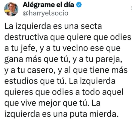 Nadie puede arrebatar a la izquierda el repugnante pecado de haber sembrado el odio en la vida de los españoles Nadie puede arrebatar a la izquierda el repugnante pecado de haber sembrado el odio en la vida de los españoles