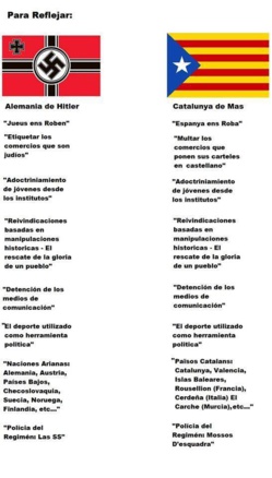 Imagen difundida en la red que compara el secesionismo catalán con el nazismo Imagen difundida en la red que compara el secesionismo catalán con el nazismo