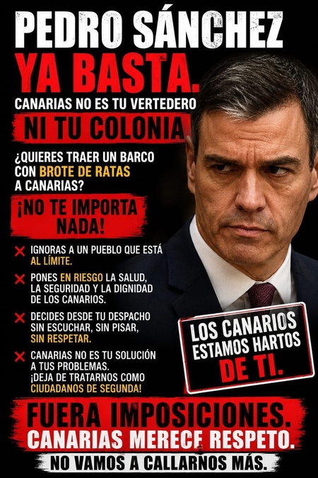 Una de las muchas imágenes contra Pedro Sánchez y su tratamiento del crucero del hantavirus que circulan por las redes sociales españolas.