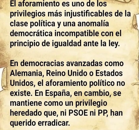 El aforamiento, el privilegio feudal que avergüenza a la clase política española