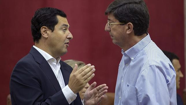 Juanma Moreno, del PP, y Juan Marín, de Ciudadanos