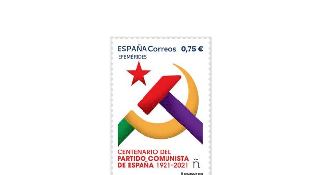 El sello de correos que ha lanzado el sanchismo para blanquear y rendir homenaje a sus socios comunitas, olvidando que esa es la ideología más letal y asesina de la Historia
