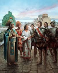 Hernán Cortes y Moztezuma (Tenochtitlan 1519)