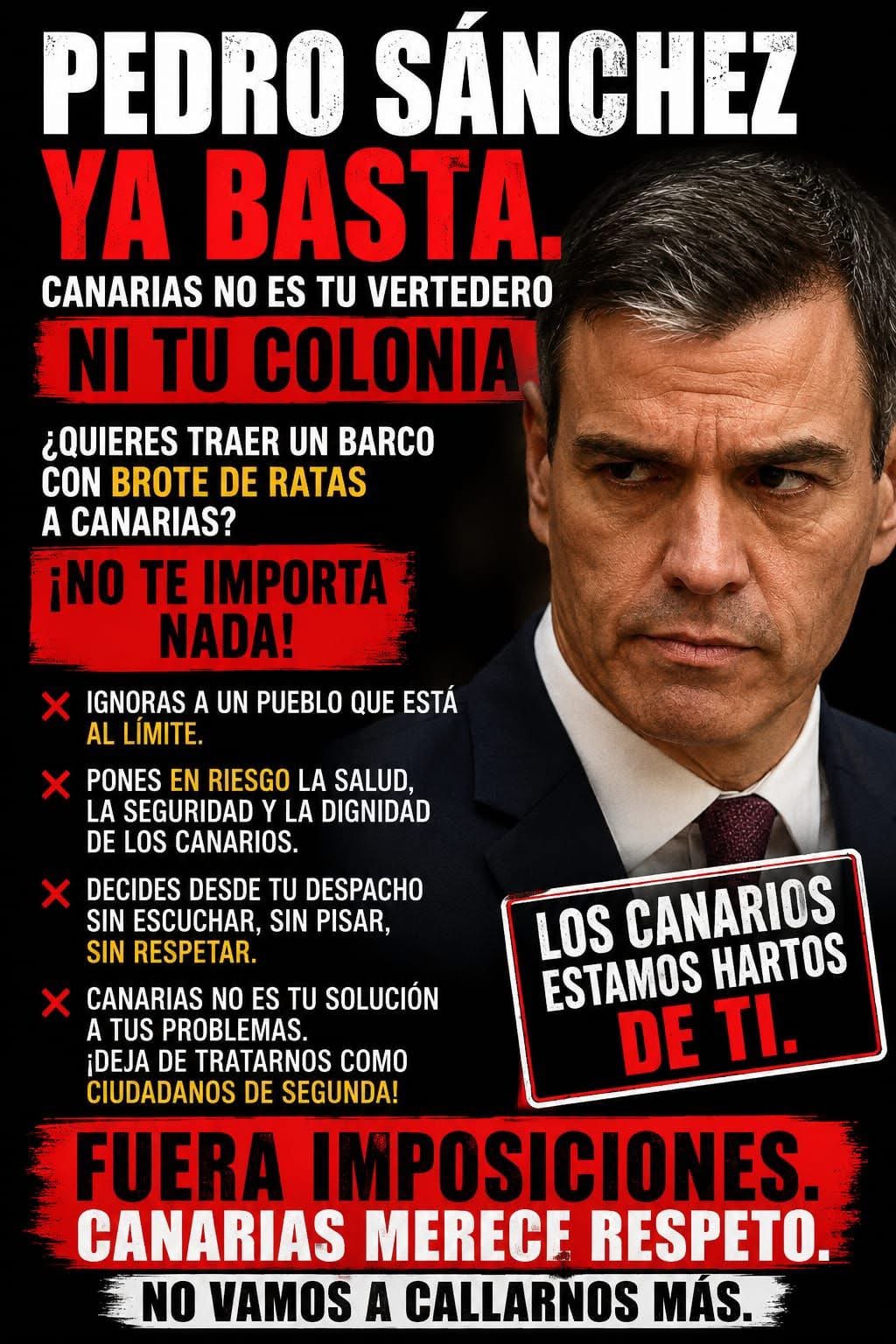Una de las muchas imágenes contra Pedro Sánchez y su tratamiento del crucero del hantavirus que circulan por las redes sociales españolas.