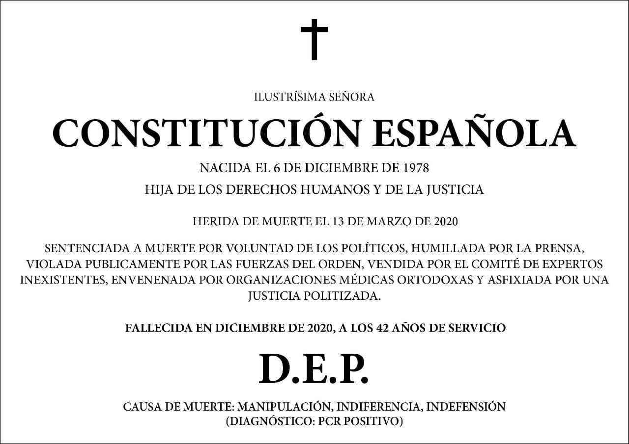 Uno de los numerosos mensajes que hablan del fracaso de la Constitución Española de 1978, madrina de mediocres, curruptos y canallas en el poder