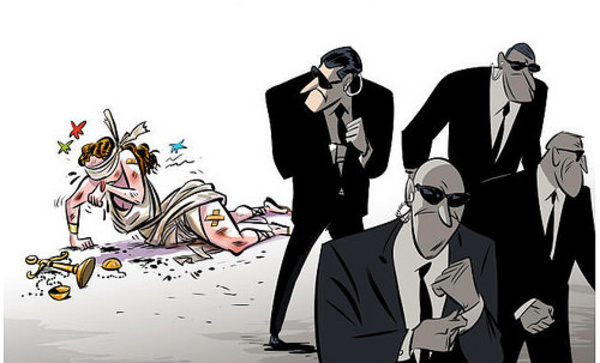 La Justicia apaleada y agonizante en España