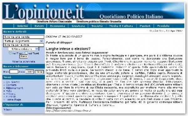 Voto en Blanco citado en la prensa italiana